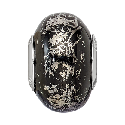Sterlingsilber Reflections Schwarz mit Platin Foil Keramik Perle