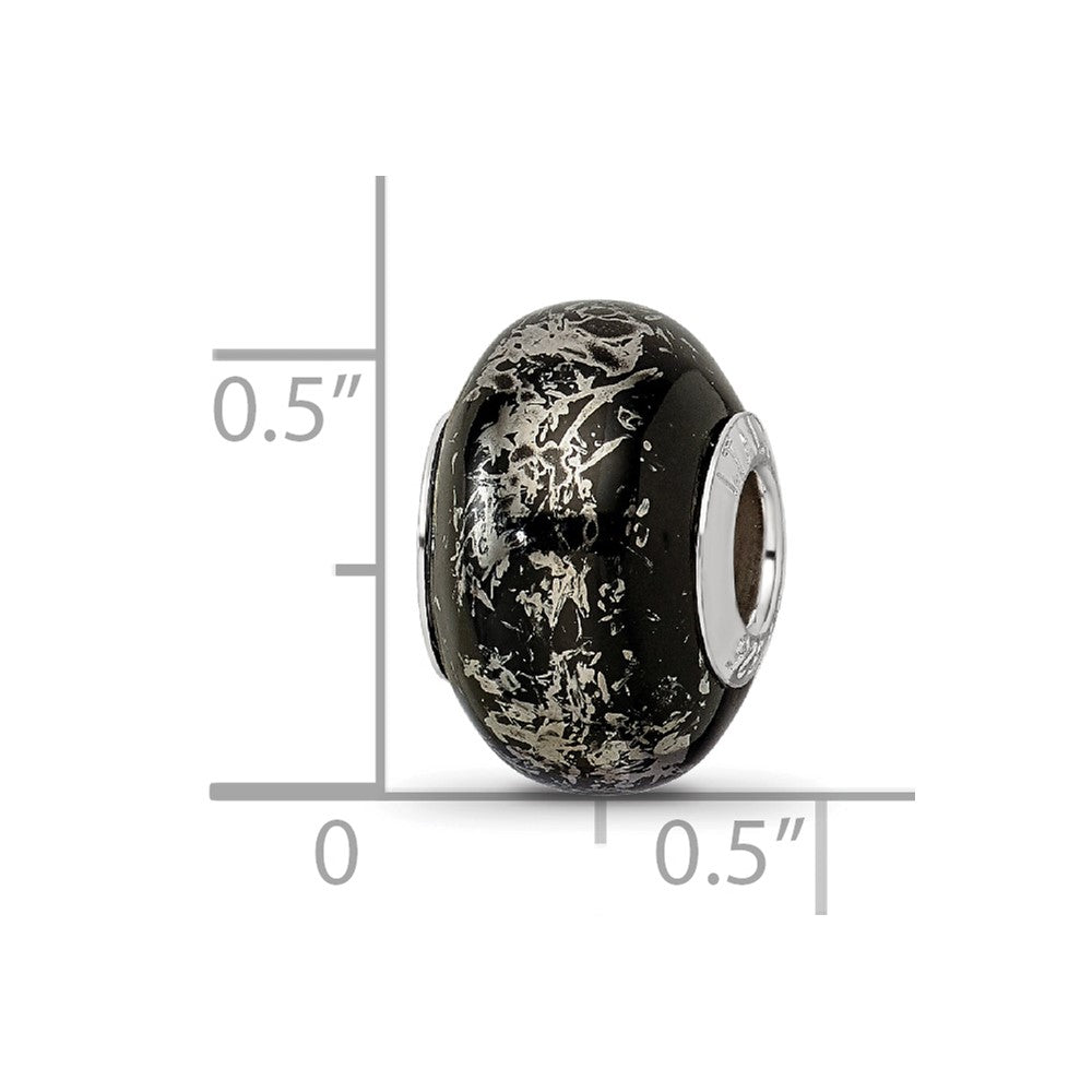 Sterlingsilber Reflections Schwarz mit Platin Foil Keramik Perle