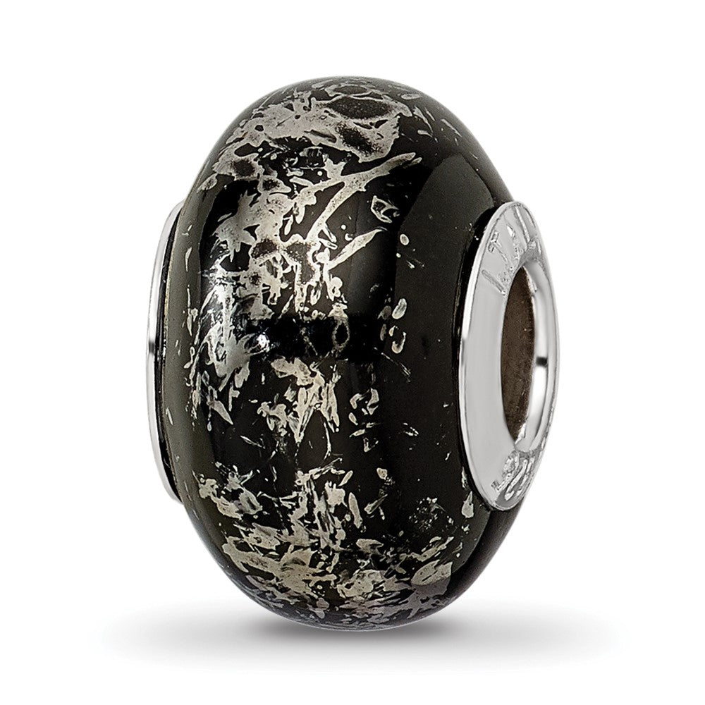 Sterlingsilber Reflections Schwarz mit Platin Foil Keramik Perle