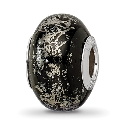 Sterlingsilber Reflections Schwarz mit Platin Foil Keramik Perle