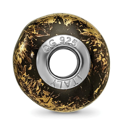 Sterlingsilber Reflections Schwarz mit Gold Foil Keramik Perle