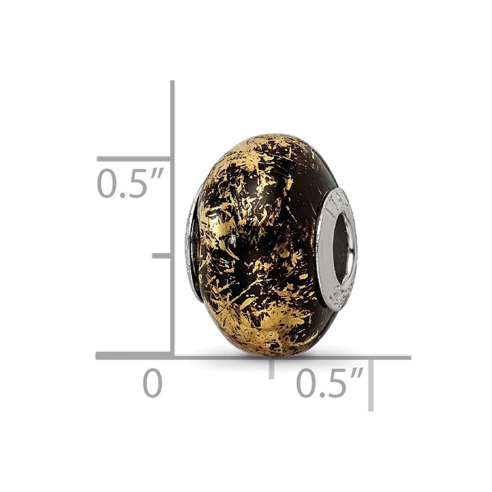 Sterlingsilber Reflections Schwarz mit Gold Foil Keramik Perle