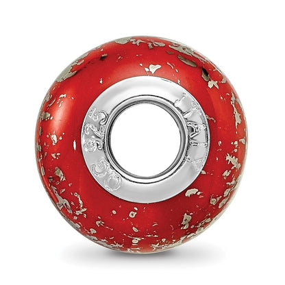 Sterlingsilber Reflections Rot mit Platin Foil Keramik Perle
