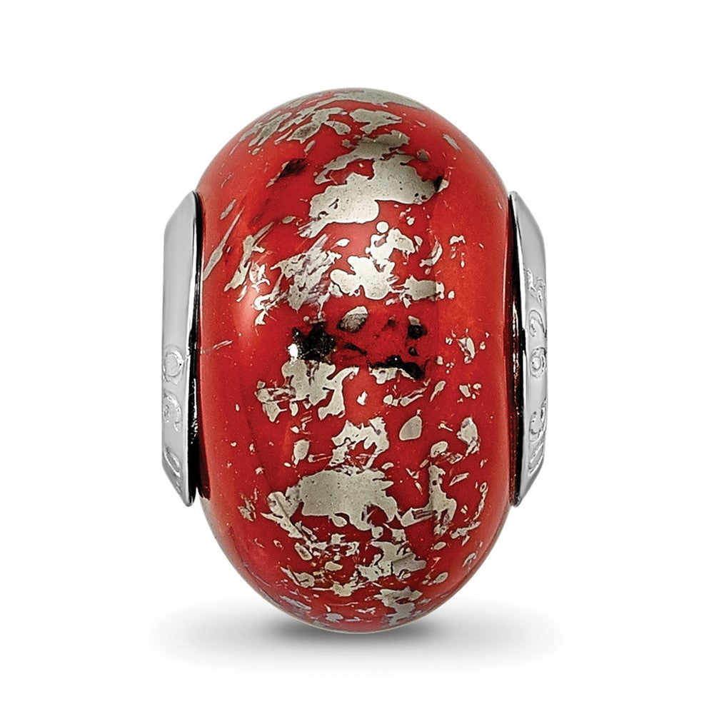 Sterlingsilber Reflections Rot mit Platin Foil Keramik Perle