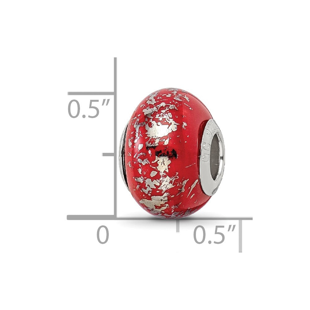 Sterlingsilber Reflections Rot mit Platin Foil Keramik Perle