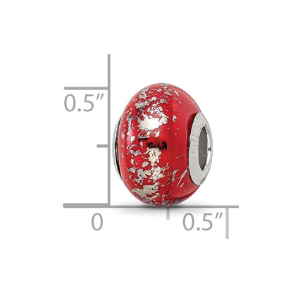 Sterlingsilber Reflections Rot mit Platin Foil Keramik Perle