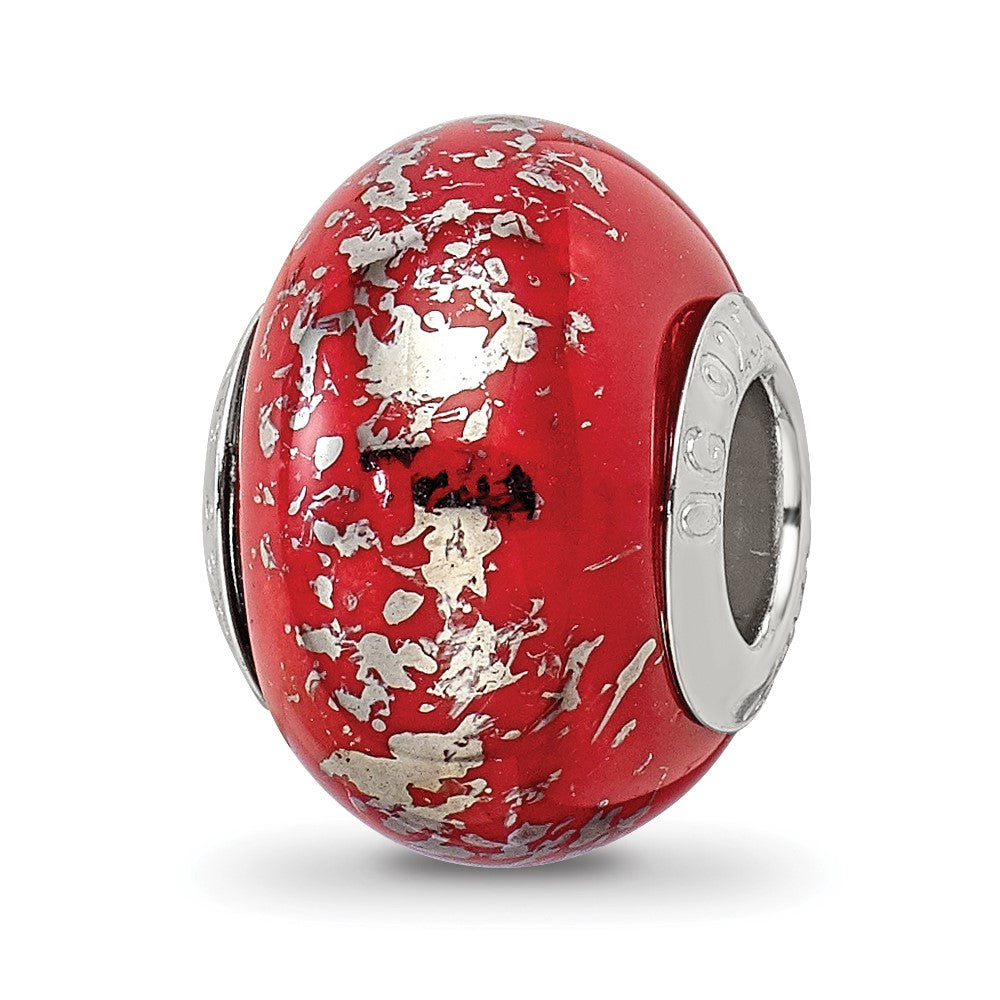 Sterlingsilber Reflections Rot mit Platin Foil Keramik Perle