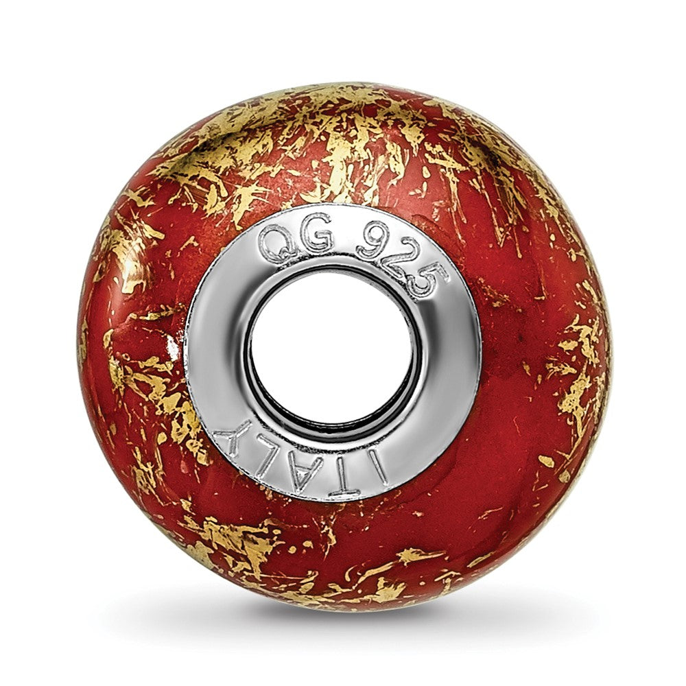 Sterlingsilber Reflections Rot mit Gold Foil Keramik Perle