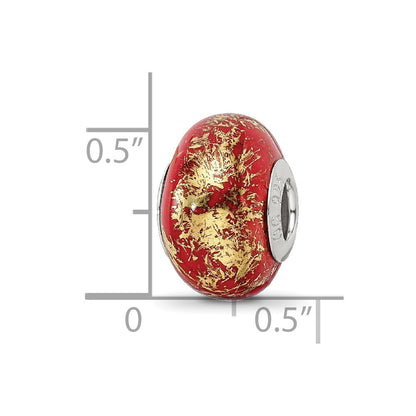 Sterlingsilber Reflections Rot mit Gold Foil Keramik Perle