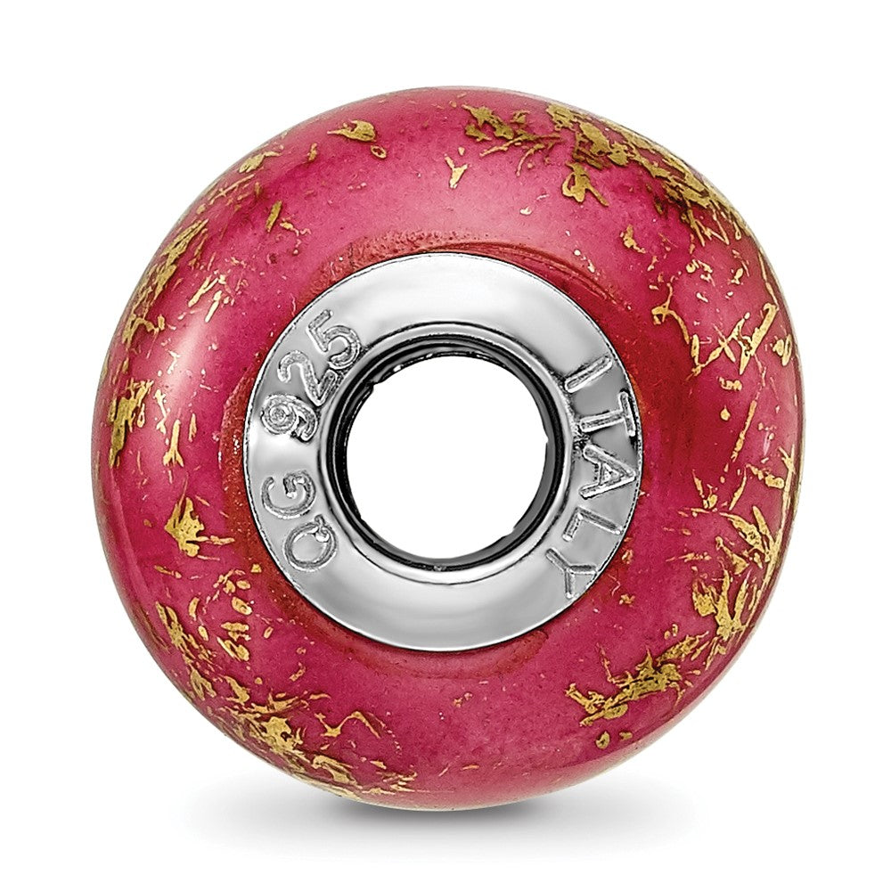 Sterlingsilber Reflections Dunkel Rosa mit Gold Foil Keramik Perle