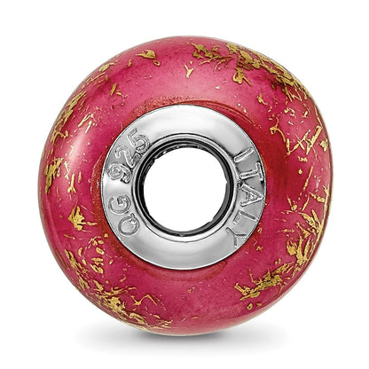 Sterlingsilber Reflections Dunkel Rosa mit Gold Foil Keramik Perle