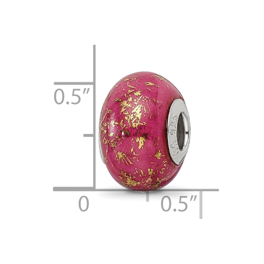 Sterlingsilber Reflections Dunkel Rosa mit Gold Foil Keramik Perle