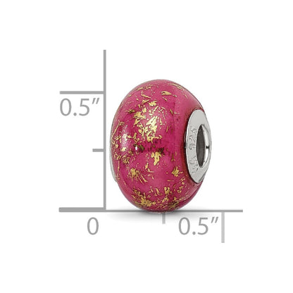 Sterlingsilber Reflections Dunkel Rosa mit Gold Foil Keramik Perle