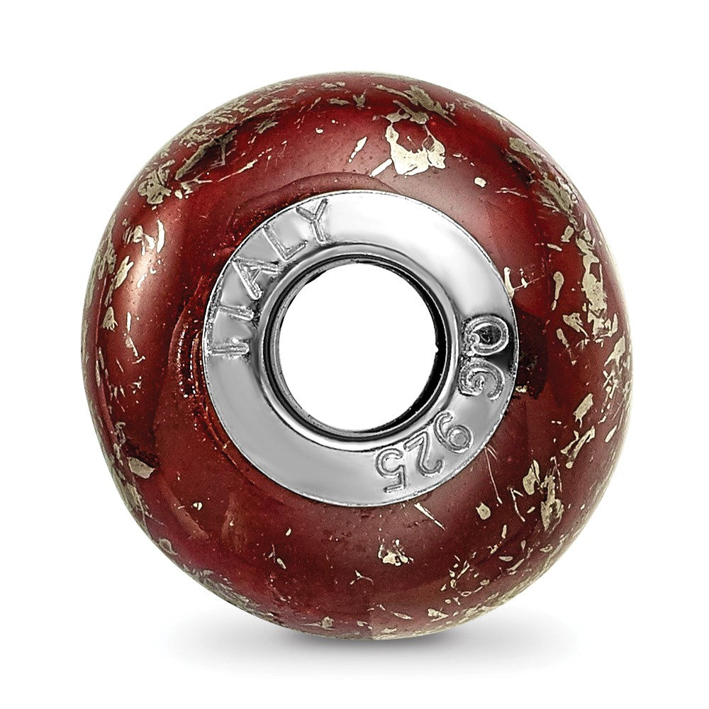Sterlingsilber Reflections Dunkel Rot mit Platin Foil Keramik Perle