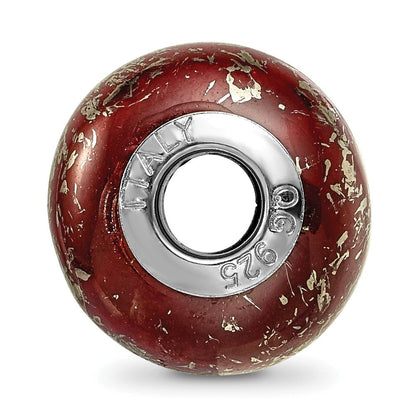 Sterlingsilber Reflections Dunkel Rot mit Platin Foil Keramik Perle