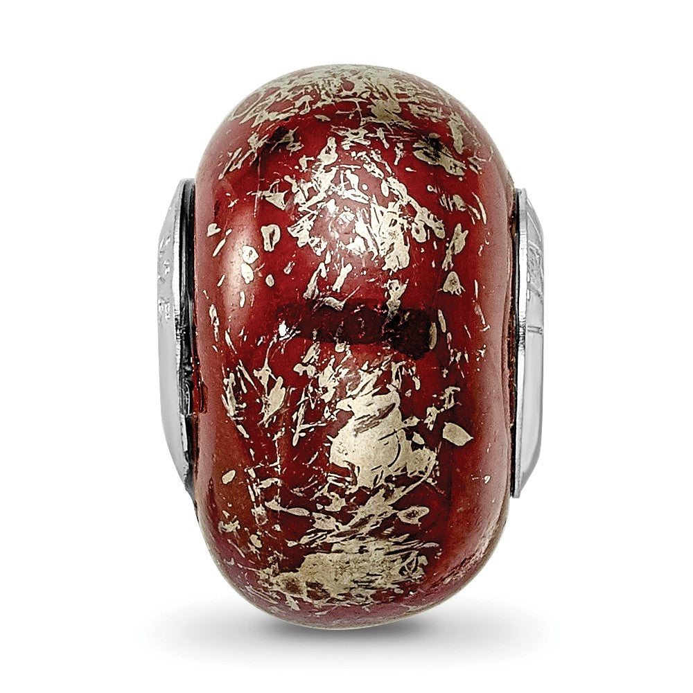 Sterlingsilber Reflections Dunkel Rot mit Platin Foil Keramik Perle