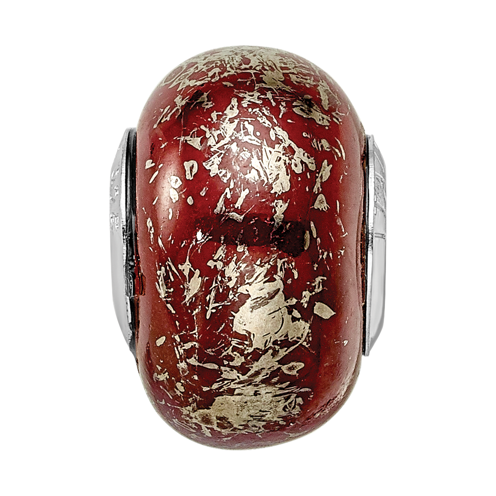 Sterlingsilber Reflections Dunkel Rot mit Platin Foil Keramik Perle