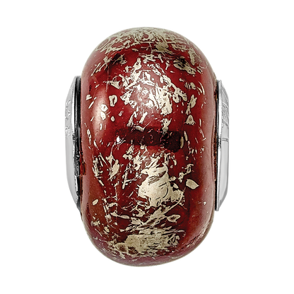 Sterlingsilber Reflections Dunkel Rot mit Platin Foil Keramik Perle