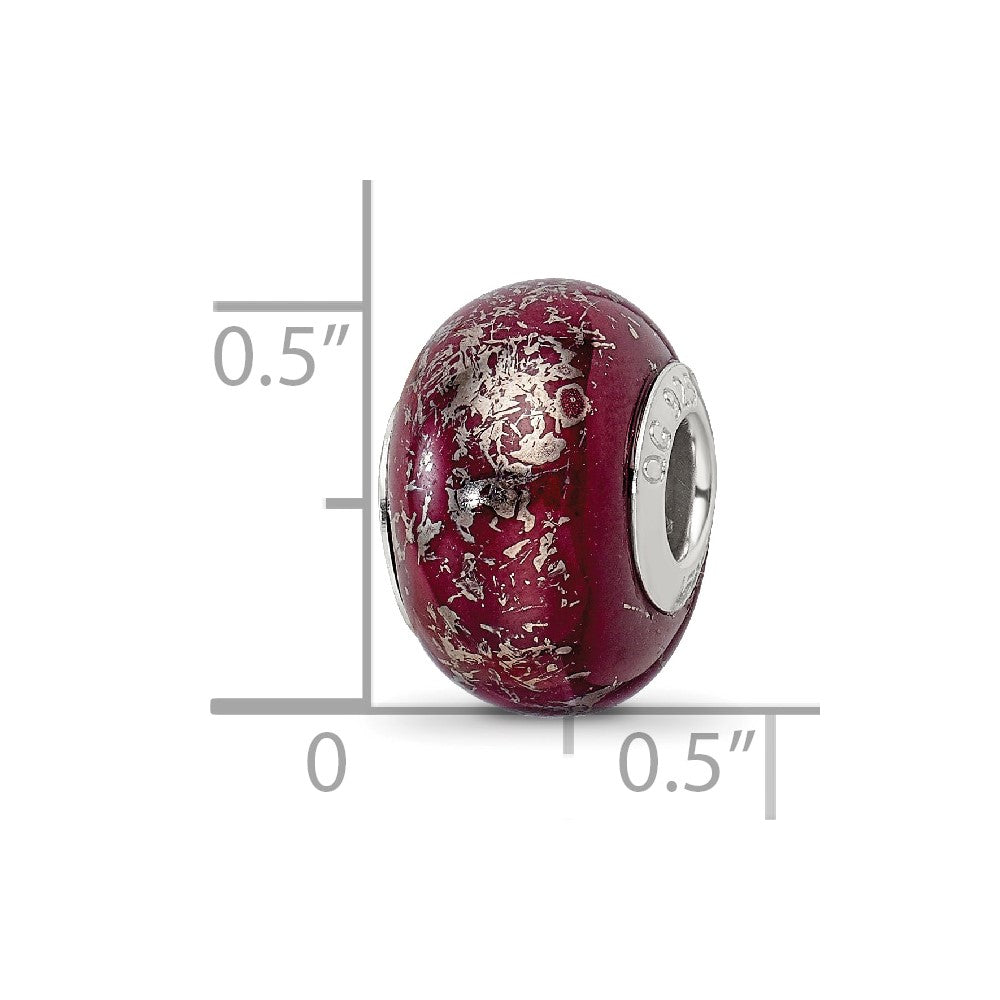 Sterlingsilber Reflections Dunkel Rot mit Platin Foil Keramik Perle