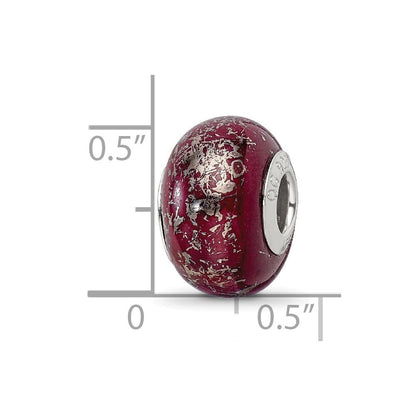 Sterlingsilber Reflections Dunkel Rot mit Platin Foil Keramik Perle