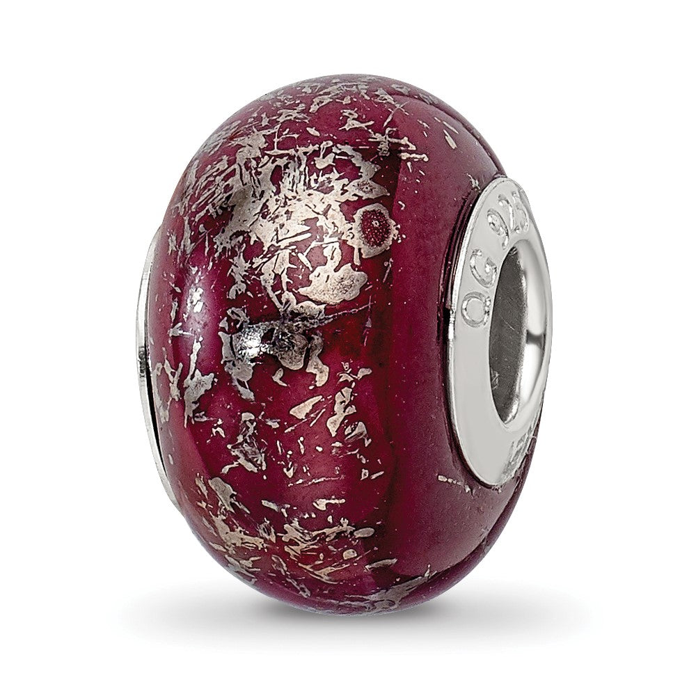 Sterlingsilber Reflections Dunkel Rot mit Platin Foil Keramik Perle