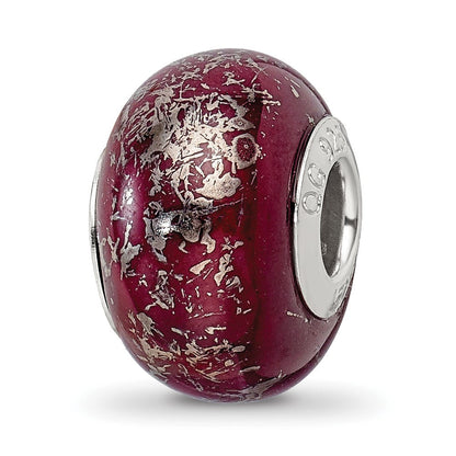 Sterlingsilber Reflections Dunkel Rot mit Platin Foil Keramik Perle