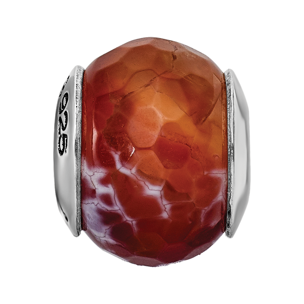 Sterlingsilber Reflections Rot Cracked Achat mit Muschel Stein Perle