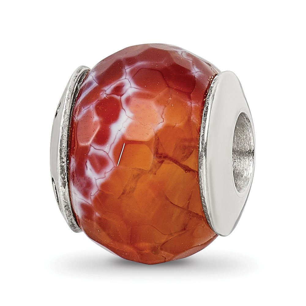 Sterlingsilber Reflections Rot Cracked Achat mit Muschel Stein Perle