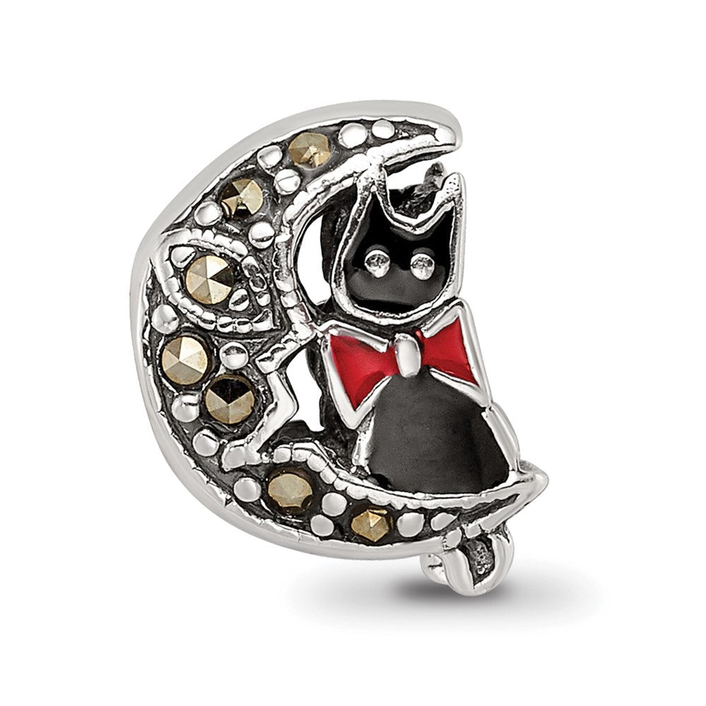 Sterlingsilber Reflections Markasit & Emailliert Katze Mond Perle