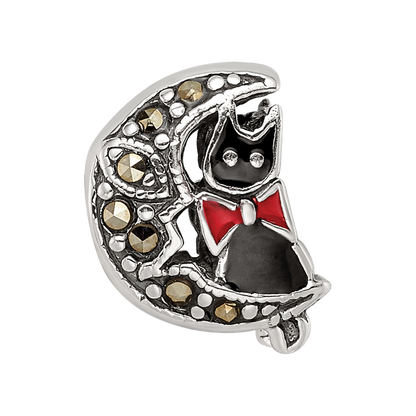 Sterlingsilber Reflections Markasit & Emailliert Katze Mond Perle