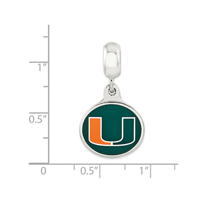 Sterlingsilber University Of Miami Collegiate Emailliert Hängend Perle