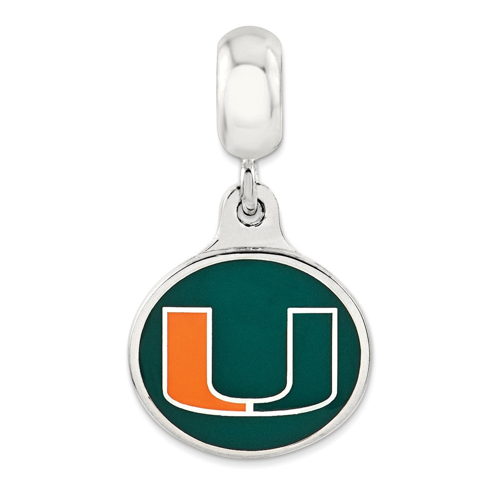 Sterlingsilber University Of Miami Collegiate Emailliert Hängend Perle