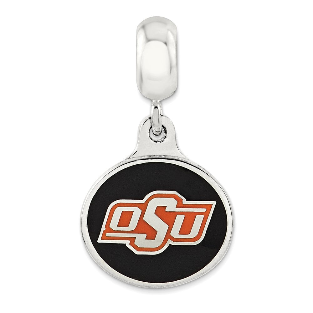 Sterlingsilber Oklahoma State Universität. Collegiate Emailliert Hängend Perle