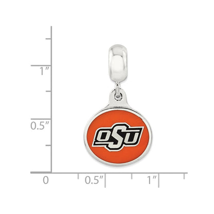 Sterlingsilber Oklahoma State Universität. Collegiate Emailliert Hängend Perle