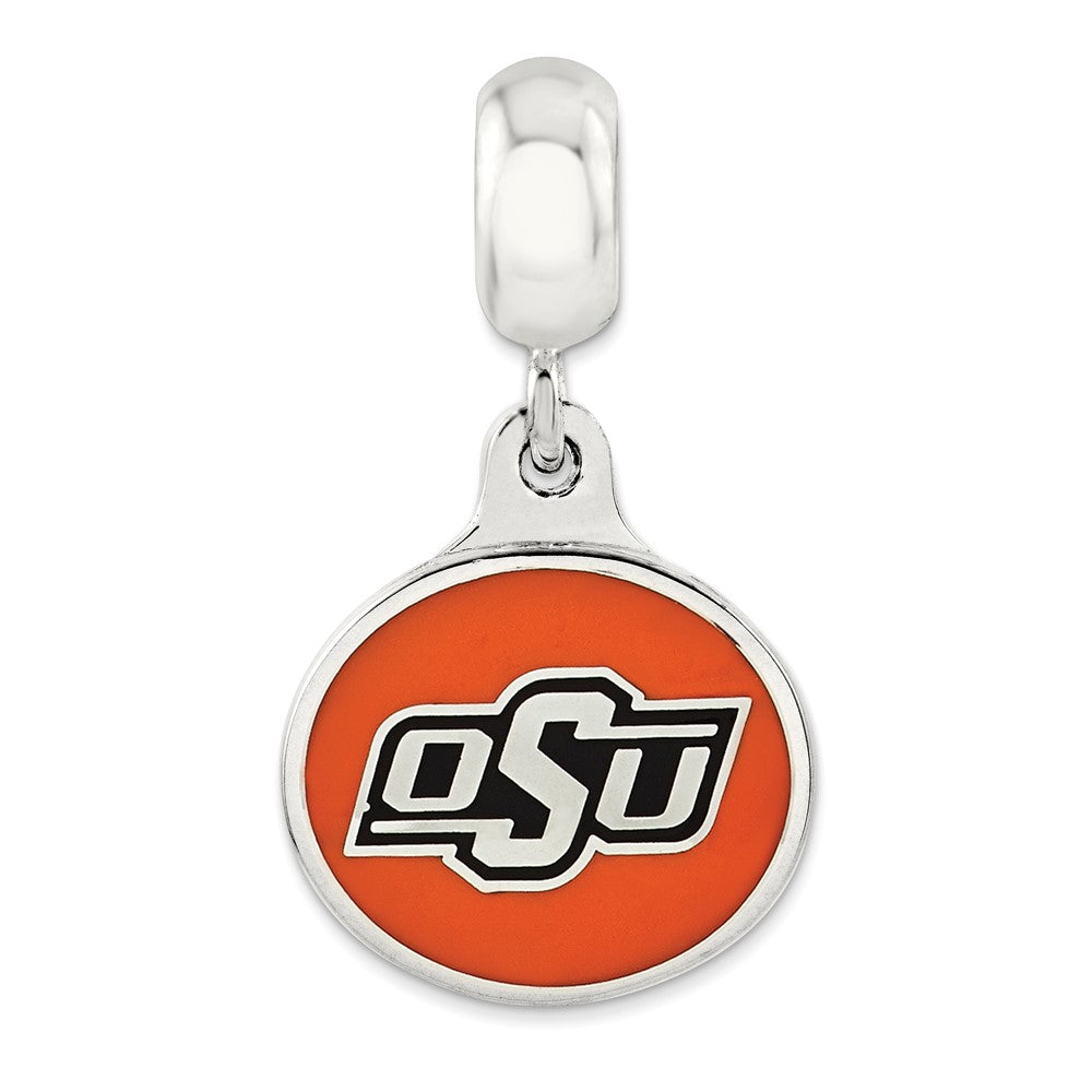Sterlingsilber Oklahoma State Universität. Collegiate Emailliert Hängend Perle