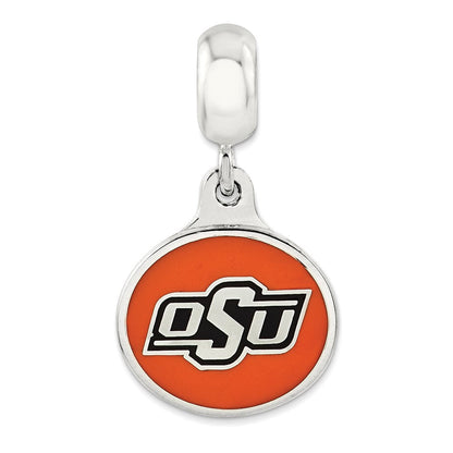 Sterlingsilber Oklahoma State Universität. Collegiate Emailliert Hängend Perle