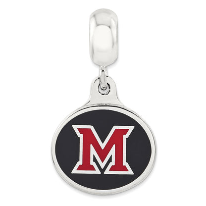 Sterlingsilber Miami Of Ohio University Collegiate Emailliert Hängend Perle