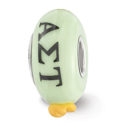 Sterlingsilber Ster.silver Reflections Hand Painted Alpha Sigma Tau Fenton Glas Perle
