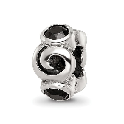 Sterlingsilber Reflections Schwarz Zirkonia Perle