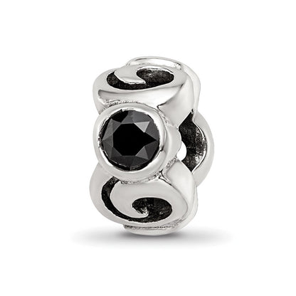 Sterlingsilber Reflections Schwarz Zirkonia Perle