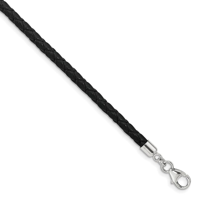 14 Zoll Ss Reflections Schwarz Leder Rhodiniert 14 Zoll mit 2 Zoll Verlängerung Choker/wrap Armband