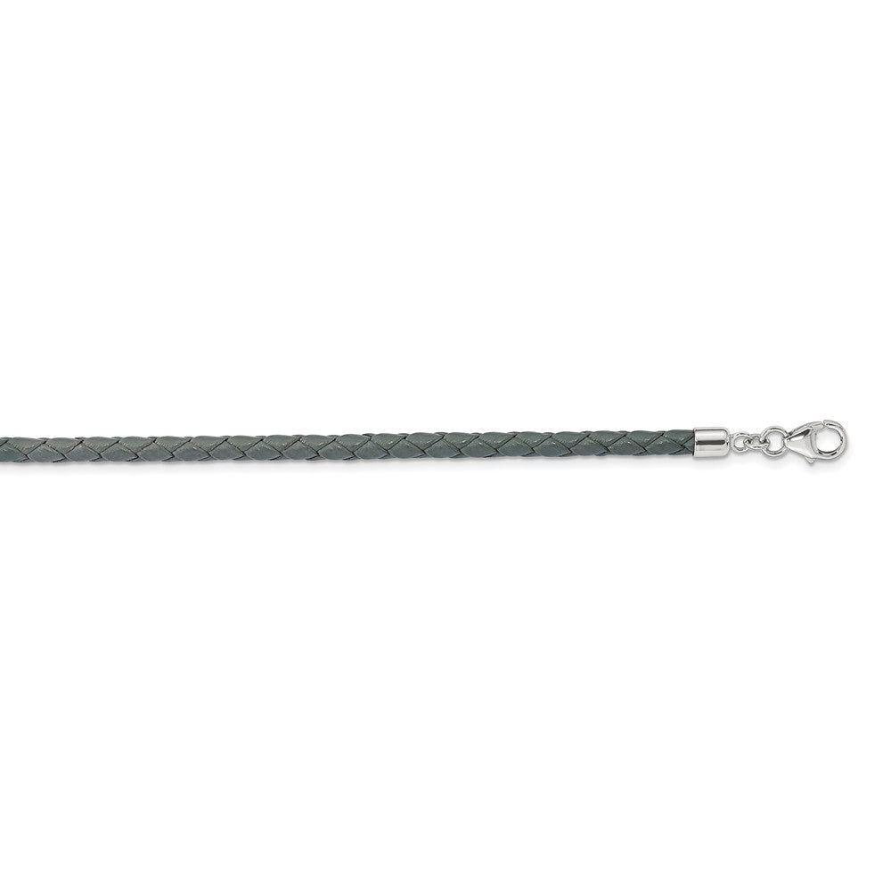 Sterlingsilber Reflections Gray Leder Rhodiniert 14 Zoll mit A 2 Extention Choker/wrap Armband