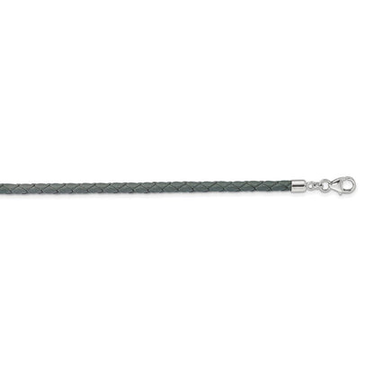 Sterlingsilber Reflections Gray Leder Rhodiniert 14 Zoll mit A 2 Extention Choker/wrap Armband