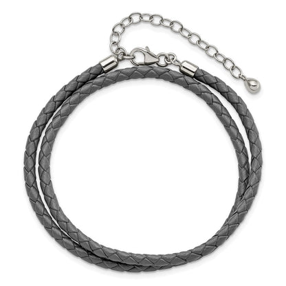 Sterlingsilber Reflections Gray Leder Rhodiniert 14 Zoll mit A 2 Extention Choker/wrap Armband