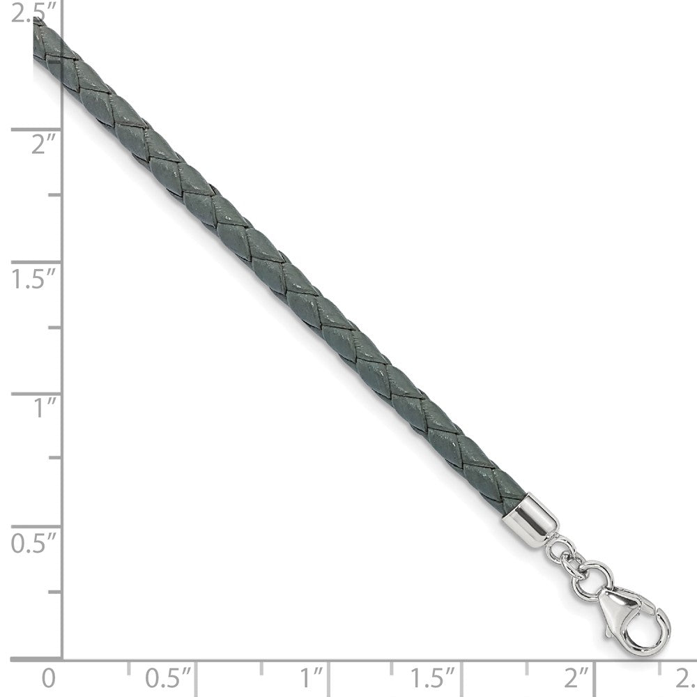 Sterlingsilber Reflections Gray Leder Rhodiniert 14 Zoll mit A 2 Extention Choker/wrap Armband