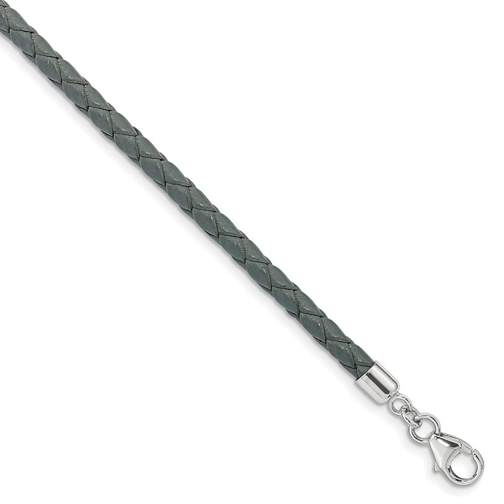 Sterlingsilber Reflections Gray Leder Rhodiniert 14 Zoll mit A 2 Extention Choker/wrap Armband
