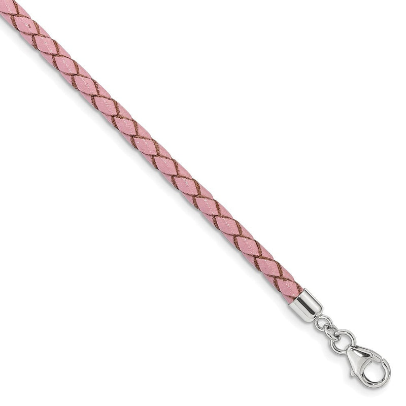 14 Zoll Ss Reflections Rosa Leder Rhodiniert 14 Zoll mit 2 Zoll Verlängerung Choker/wrap Armband