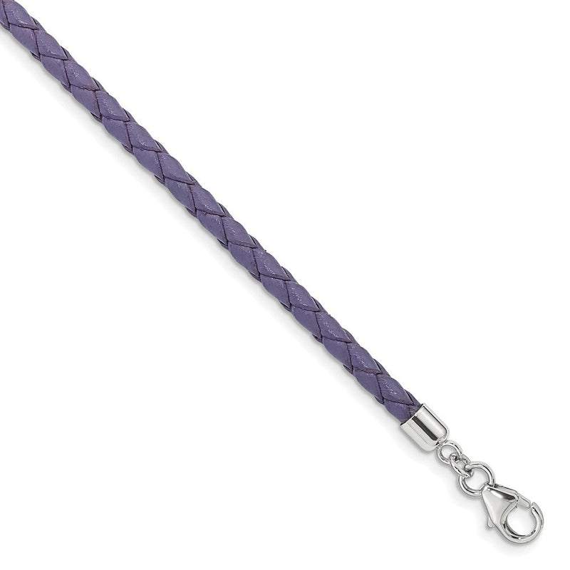 14 Zoll Ss Reflections Lila Leder Rhodiniert 14 Zoll mit 2 Zoll Verlängerung Choker/wrap Armband