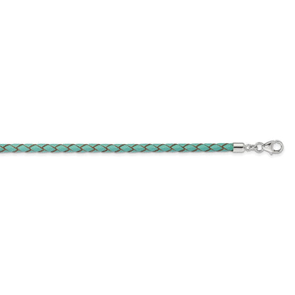 Sterlingsilber Reflections Teal Leder Rhodiniert 14 Zoll mit A 2 Extention Choker/wrap Armband