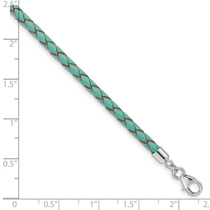 Sterlingsilber Reflections Teal Leder Rhodiniert 14 Zoll mit A 2 Extention Choker/wrap Armband